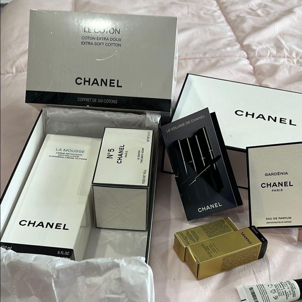 Chanel Skincare and Fragrance Collection in Black, White, and Gold